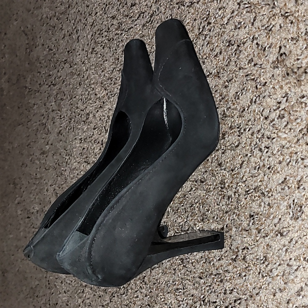 Via Spiga Black Suede Block Heels EUC Size 8.5